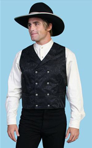Wah Maker Silk Double Breasted Vest - Black - Men's Old West Vests And Jackets | Spur Western Wear