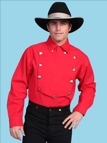 Scully Bib Front Shirt - Red - Men's Old West Shirts | Spur Western Wear