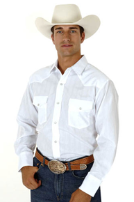 Roper Tone on Tone Long Sleeve Snap Front Western Shirt - White - Men's Western Shirts | Spur Western Wear