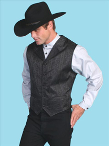 Scully Black Floral Stripe Vest  - Men's Western Vests and Jackets | Spur Western Wear