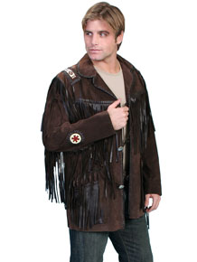 Scully Bead Trim Fringe Leather Coat – Expresso - Men's Leather Western Vests and Jackets | Spur Western Wear