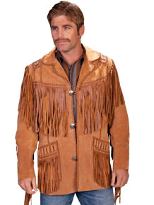 Scully Bead Trim Fringe Leather Coat – Bourbon - Men's Leather Western Vests and Jackets | Spur Western Wear