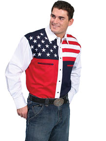 Scully Stars & Stripes Long Sleeve Snap Front Western Shirt - Men's Western Shirts | Spur Western Wear