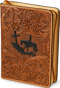 3-D Cross Mountain Leather Bible Cover - Western Leather Accessories | Spur Western Wear