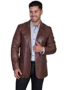 Scully Italian Leather Blazer - Chocolate - Men's Leather Western Vests and Jackets | Spur Western Wear
