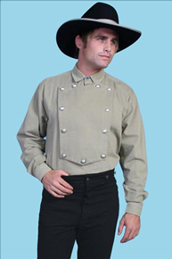 Wah Maker Bib Front Shirt – Silver Tone Button – Tan - Men's Old West Shirts | Spur Western Wear