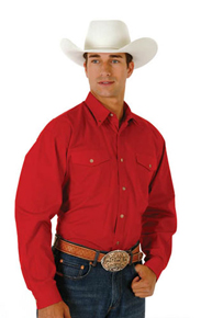 Roper Poplin Long Sleeve Two Pocket Button Front Western Shirt - Red - Men's Western Shirts | Spur Western Wear