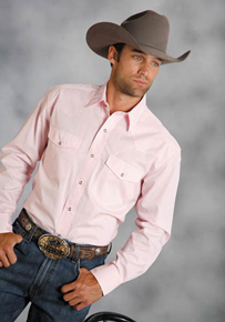 Roper Poplin Long Sleeve Snap Front Western Shirt - Pink - Men's Western Shirts | Spur Western Wear
