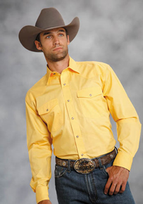 Roper Poplin Long Sleeve Snap Front Western Shirt - Yellow - Men's Western Shirts | Spur Western Wear