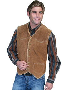 Scully Boar Suede Faux Shearling Lined Vest - Cafe Brown - Men's Leather Western Vests and Jackets | Spur Western Wear