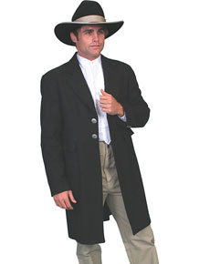 Wah Maker Flannel Wool Frock Coat - Black - Men's Old West Vests And Jackets | Spur Western Wear