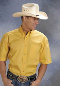Roper Poplin Short Sleeve Western Shirt - Yellow - Men's Western Shirts | Spur Western Wear