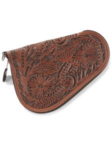 3D Floral Tooled Genuine Leather Medium Pistol Case - Mahogany - Western Leather Accessories | Spur Western Wear