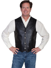 Scully Soft Touch Lambskin Notched Lapel Vest – Black - Men's Leather Western Vests and Jackets | Spur Western Wear