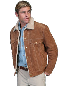 Scully Sherpa Lined Western Leather Jacket - Cafe Brown - Men's Leather Western Vests and Jackets | Spur Western Wear