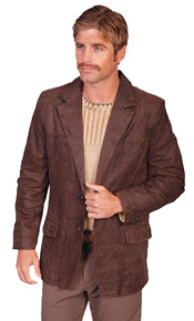 Scully Leather Western Blazer - Dark Brown - Men's Leather Western Vests and Jackets | Spur Western Wear