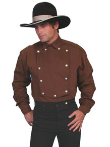 Wah Maker Bib Front Shirt – Silver Tone Button – Brown - Men's Old West Shirts | Spur Western Wear