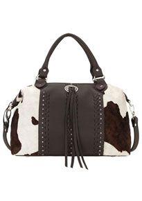 American West Cowtown Hair-On Cowhide Satchel - Chocolate - Ladies' Western Handbags And Wallets | Spur Western Wear