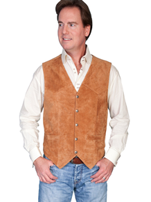 Scully Calf Suede Leather Western Vest - Rust - Men's Leather Western Vests and Jackets | Spur Western Wear