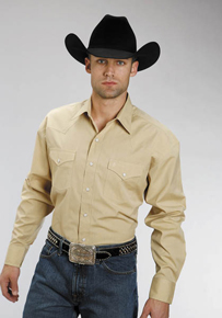 Stetson End On End Long Sleeve Snap Front Western Shirt - Gold - Men's Western Shirts | Spur Western Wear