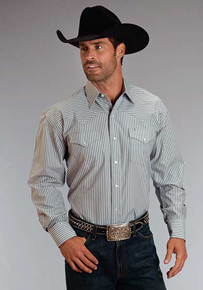 Stetson Striped Long Sleeve Snap Front Western Shirt - Grey - Men's Western Shirts | Spur Western Wear