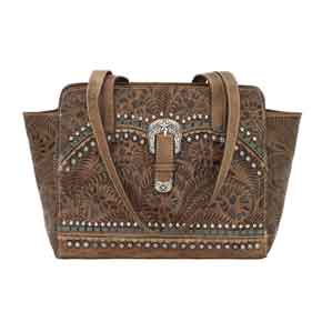 American West Blue Ridge Concealed Carry Zip-top Tote - Charcoal Brown - Ladies' Western Handbags | Spur Western Wear