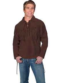 Scully Boar Suede Leather Trapper Shirt - Chocolate - Men's Leather Western Vests and Jackets | Spur Western Wear