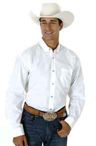 Roper Poplin Long Sleeve Open Pocket Button Front Western Shirt - White - Men's Western Shirts | Spur Western Wear