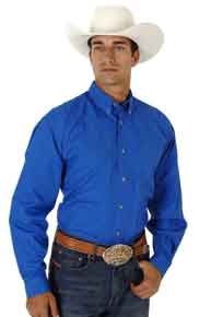 Roper Poplin Long Sleeve Button Front Open Pocket Western Shirt - Royal Blue - Men's Western Shirts | Spur Western Wear