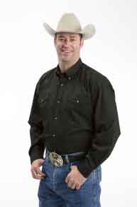 Roper Poplin Long Sleeve Button Front Western Shirt - Black - Men's Western Shirts | Spur Western Wear