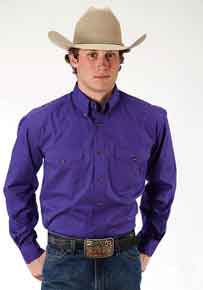 Roper Poplin Long Sleeve Button Front Western Shirt - Purple - Men's Western Shirts | Spur Western Wear