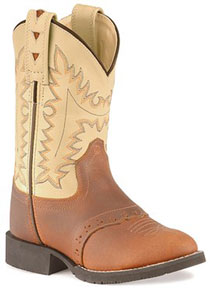 Jama Old West Distressed Brown Buckaroo Cowboy Boot - Youth - Kids' Western Boots | Spur Western Wear