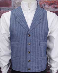 Frontier Classics "Outlaw" Vest - Blue Herringbone, - Men's Old West Vests and Jackets | Spur Western Wear