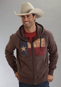 Roper Texas Flag Zip Front Hooded Sweatshirt - Brown - Men's Western Outerwear | Spur Western Wear