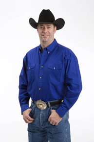 Roper Poplin Long Sleeve Button Front Western Shirt - Blue - Tall - Men's Western Shirts | Spur Western Wear