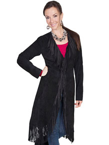 Scully Boar Suede Maxi Leather Jacket - Black - Ladies Leather Jackets | Spur Western Wear