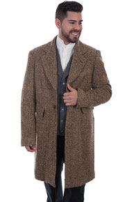 Wah Maker Herringbone Pile Frock Coat - Brown - Men's Old West Vests And Jackets | Spur Western Wear