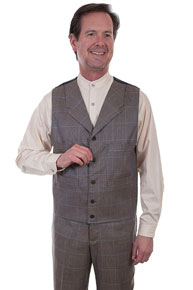 Wah Maker Plaid Vest - Grey - Men's Old West Vests And Jackets | Spur Western Wear