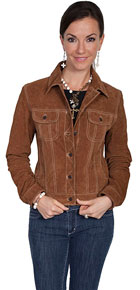 Scully Boar Suede Leather Jean Jacket - Cafe Brown - Ladies Leather Jackets | Spur Western Wear