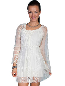 Scully Honey Creek Scoop Neck Lace Dress - Ivory - Ladies' Western Skirts And Dresses | Spur Western Wear