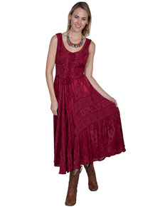 Scully Honey Creek Lace Front Dress - Burgundy - Ladies' Western Skirts And Dresses | Spur Western Wear