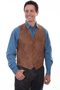 Scully Vintage Leather Western Vest - Brown - Men's Leather Western Vests and Jackets | Spur Western Wear