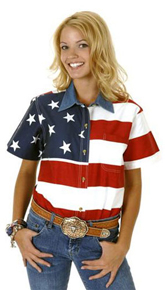 Roper American Flag Short Sleeve Button Front Western Shirt - Ladies' Western Shirts | Spur Western Wear