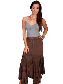 Scully Honey Creek Multi-Fabric Skirt - Copper - Ladies' Western Skirts And Dresses | Spur Western Wear