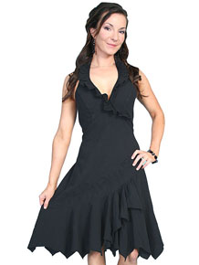 Scully Cantina Ruffled Halter Dress - Black - Ladies' Western Skirts And Dresses | Spur Western Wear