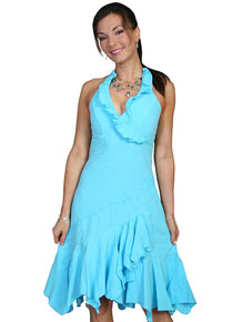 Scully Cantina Ruffled Halter Dress - Turquoise - Ladies' Western Skirts And Dresses | Spur Western Wear