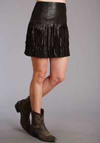 Stetson Lamb Leather Fringe Skirt - Black - Ladies' Western Skirts And Dresses | Spur Western Wear