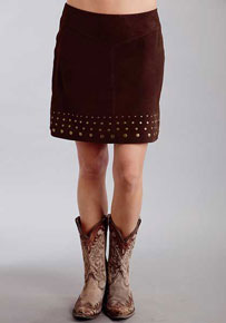 Stetson Lamb Suede Leather Skirt - Dark Brown - Ladies' Western Skirts And Dresses | Spur Western Wear