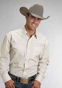 Stetson Two Stripe Check Long Sleeve Western Shirt - Gold - Men's Western Shirts | Spur Western Wear