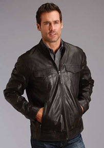 Stetson Bomber Leather Western Jacket  - Black - Men's Leather Western Vests and Jackets | Spur Western Wear